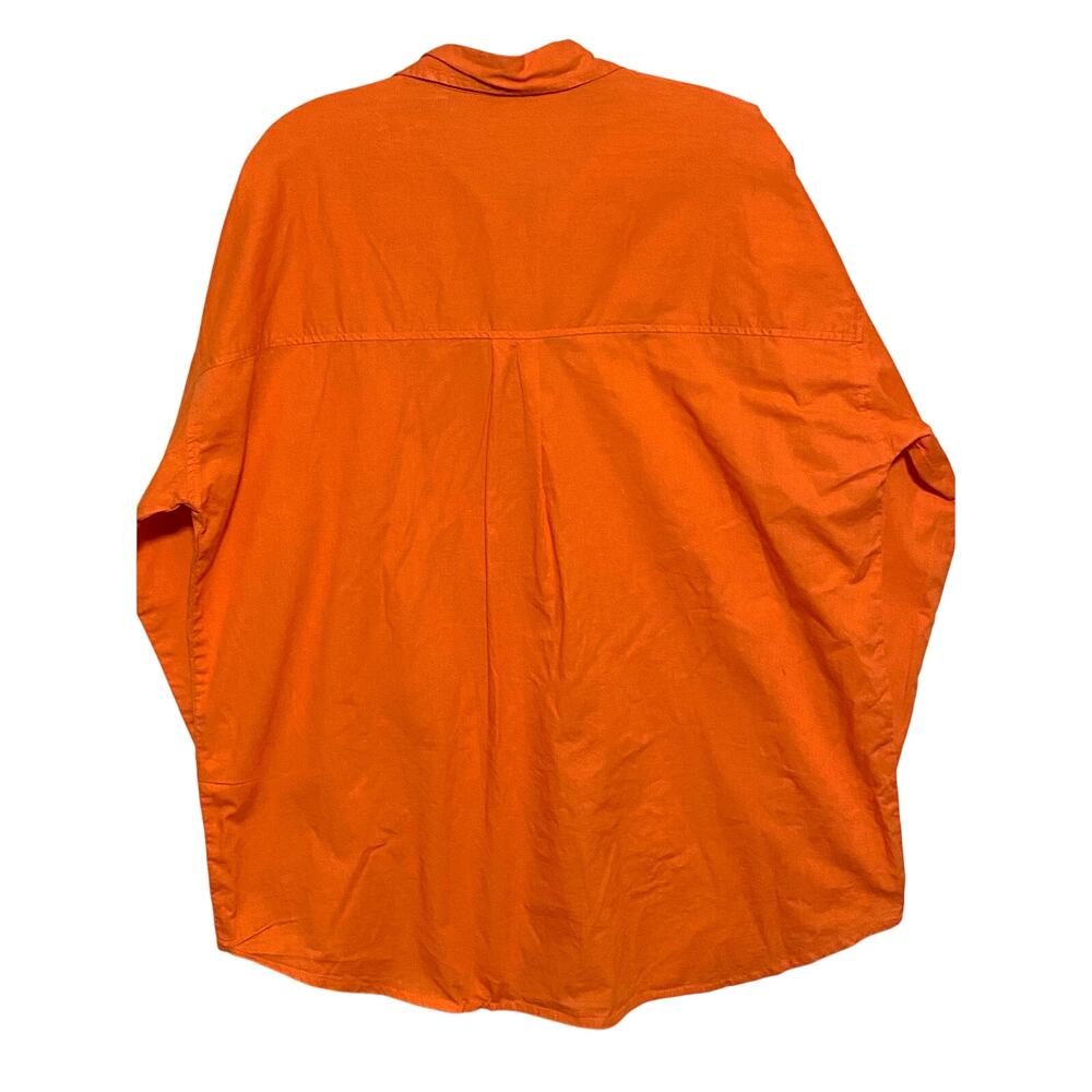 Cotton:On Oversized Orange Button Dad Shirt Womens XS Organic Cotton Casual NWT - Picture 2 of 8